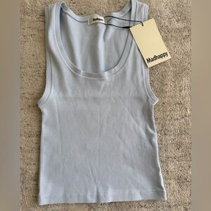 NWT Madhappy Innerwear Icy Blue Ribbed Crop Tank Top Sz S